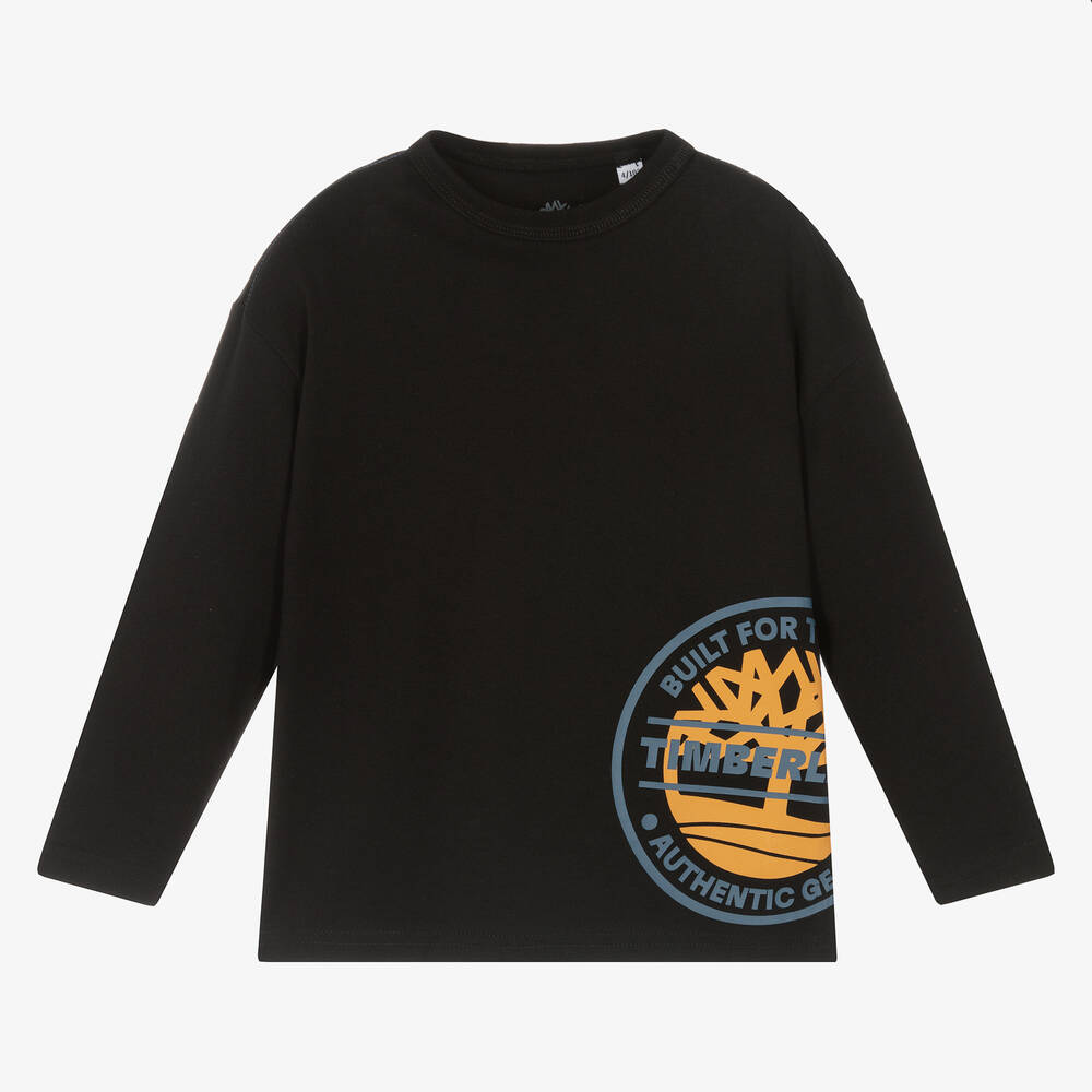 Timberland - Boys Black Organic Cotton Top | Childrensalon