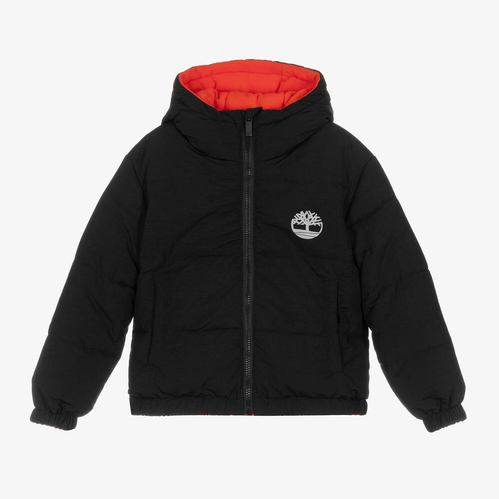 Timberland - Boys Black & Red Reversible Puffer Jacket | Childrensalon