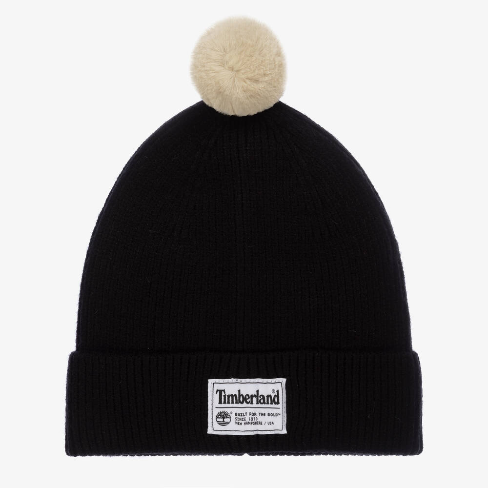 Timberland - Boys Black Ribbed Beanie Hat | Childrensalon