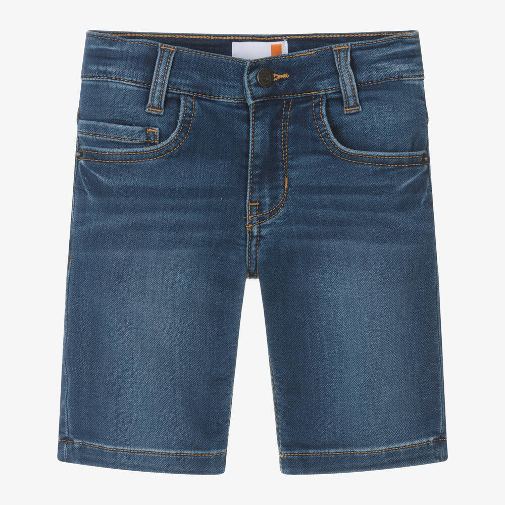 Timberland - Boys Blue Cotton Jersey Shorts | Childrensalon