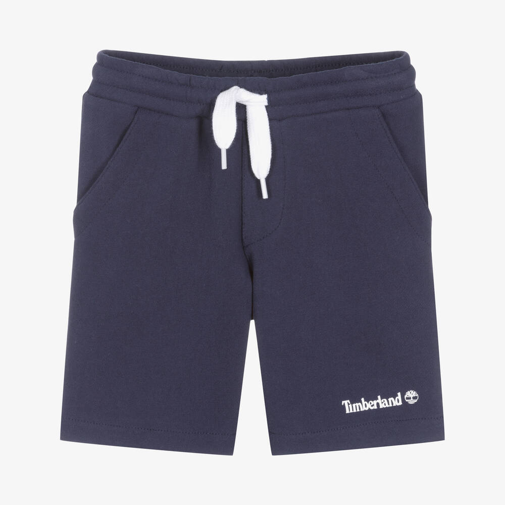 Timberland - Boys Blue Cotton Logo Shorts | Childrensalon