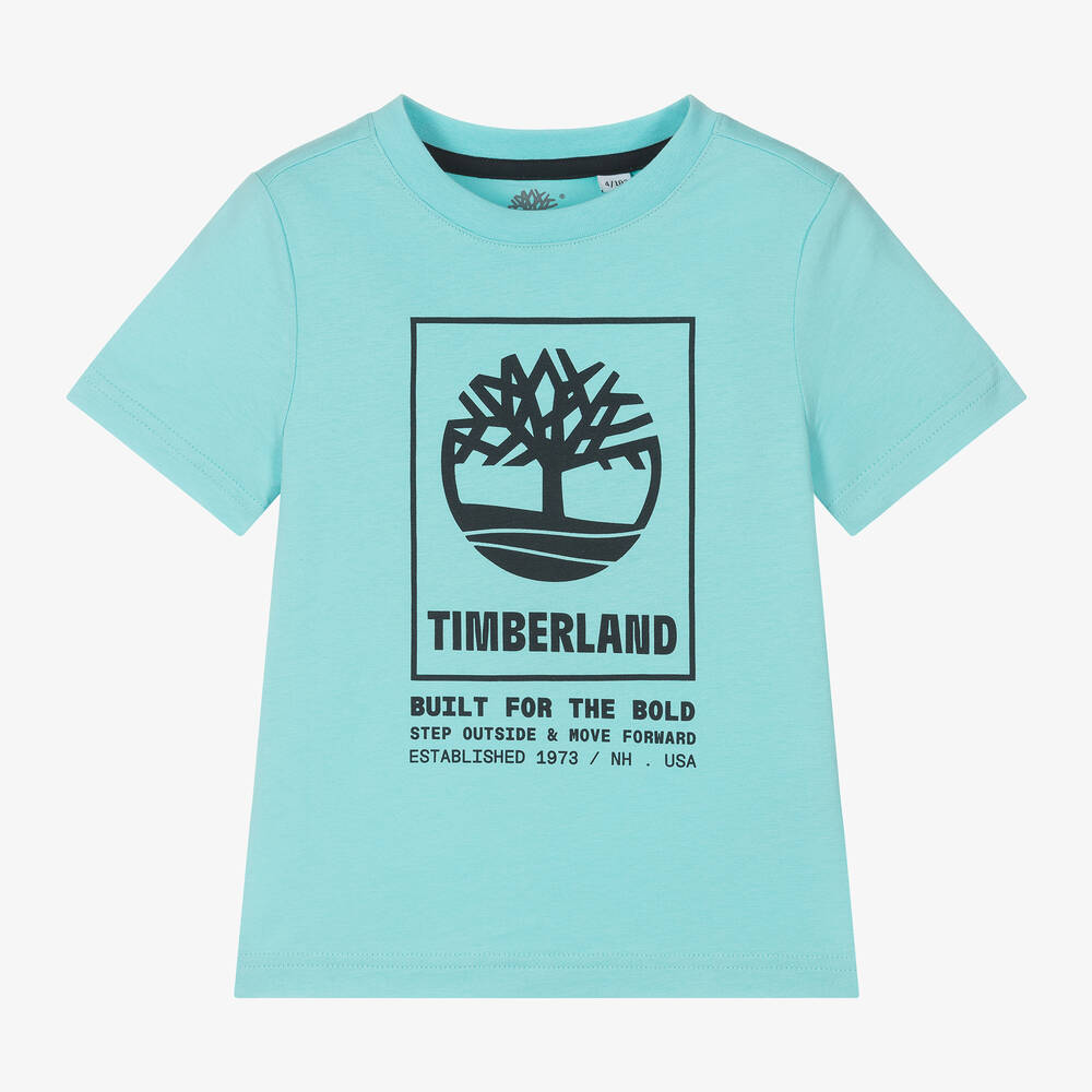 Timberland - تيشيرت قطن عضوي لون أزرق فاقع للأولاد | Childrensalon