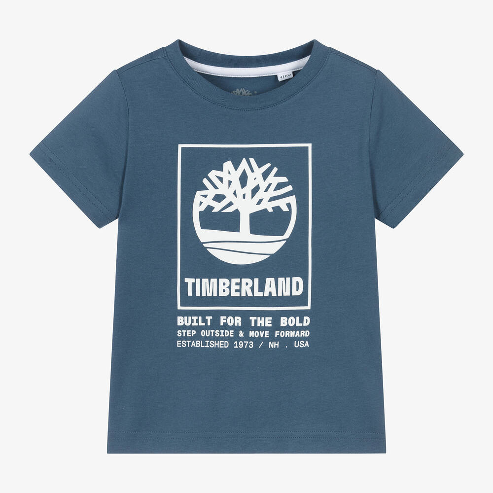 Timberland - تيشيرت قطن عضوي لون أزرق للأولاد | Childrensalon