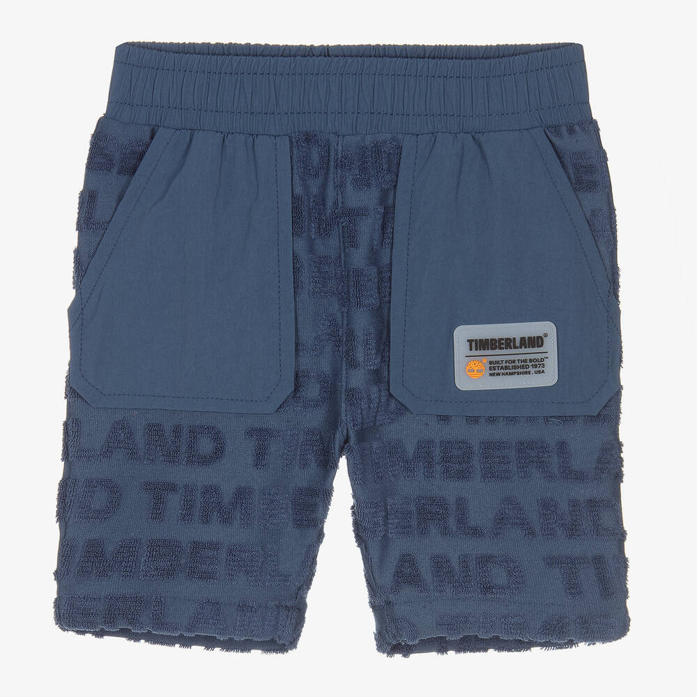 Timberland - Boys Blue Towelling Jersey Shorts | Childrensalon