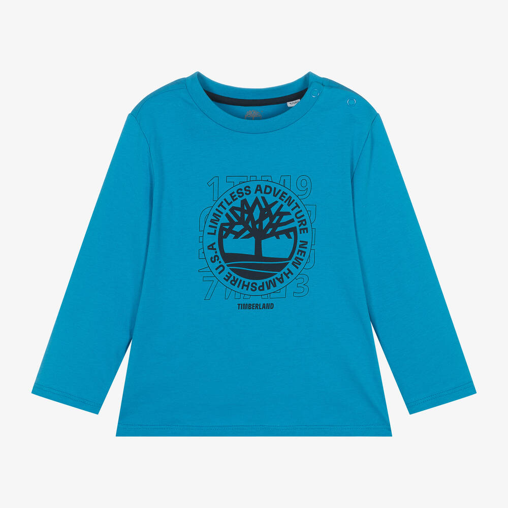 Timberland - Boys Bright Blue Logo Print Top | Childrensalon