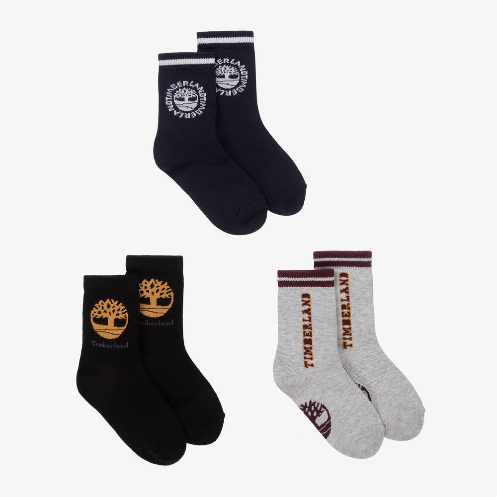 Timberland - Boys Cotton Ankle Socks (3 Pack) | Childrensalon