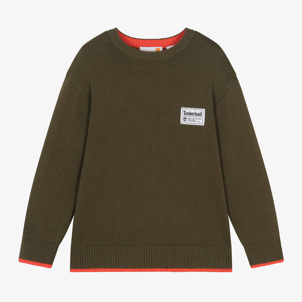 Timberland - Boys Green Cotton Knit Jumper | Childrensalon