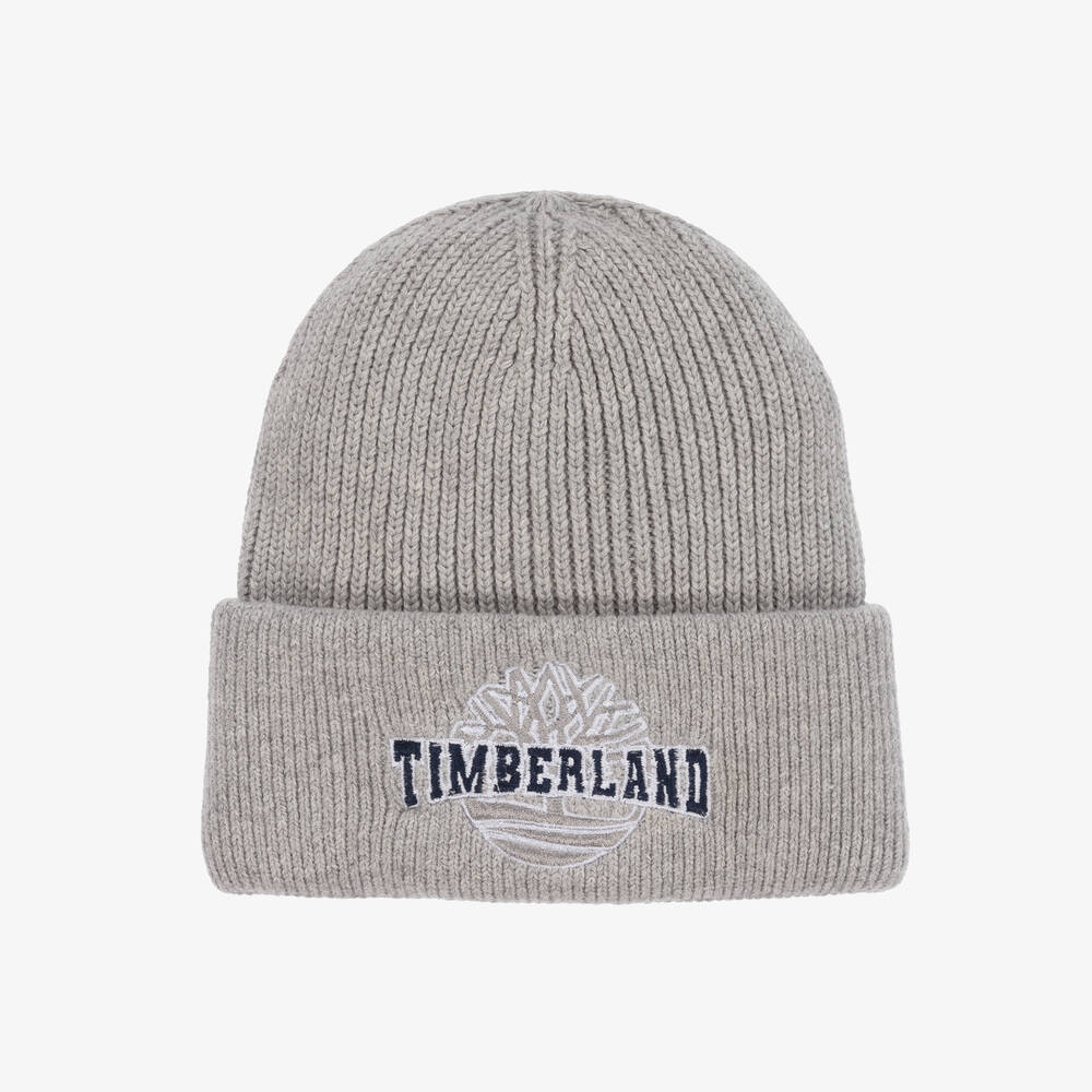 Timberland - Boys Grey Cotton Knit Beanie Hat | Childrensalon