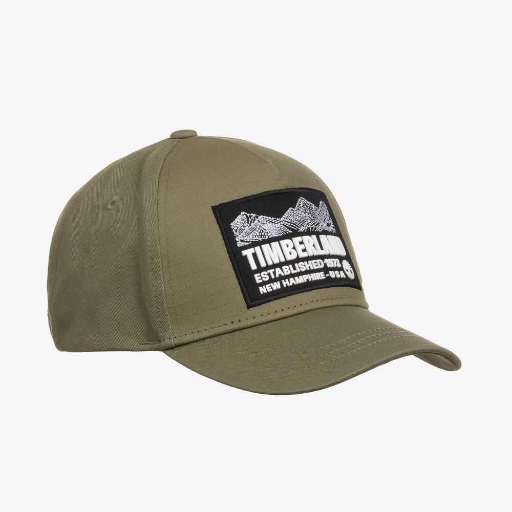 Timberland - Boys Khaki Green Cotton Twill Cap | Childrensalon