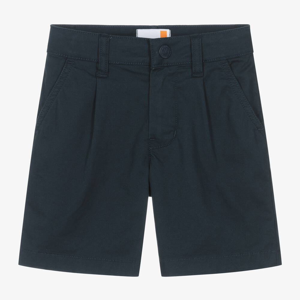 Timberland - Boys Navy Blue Cotton Chino Shorts  | Childrensalon