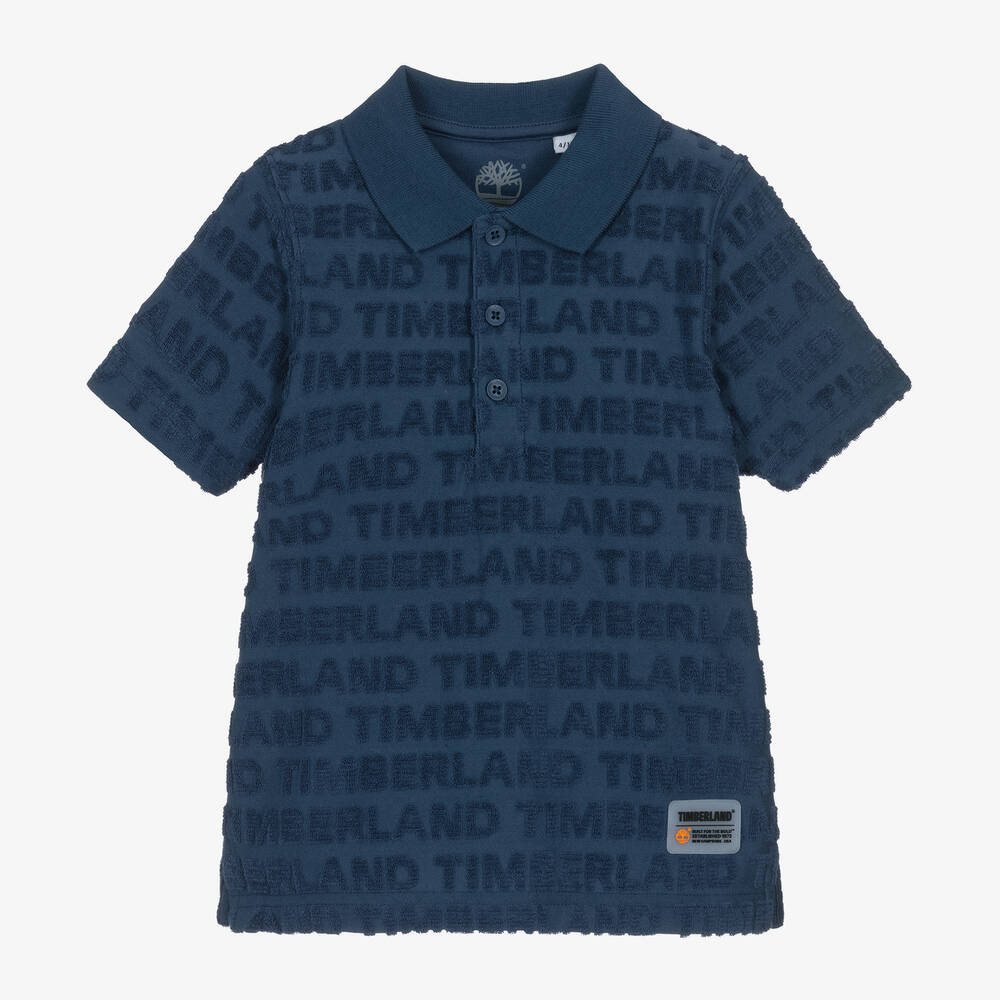 Timberland - Boys Navy Blue Cotton Polo Shirt | Childrensalon