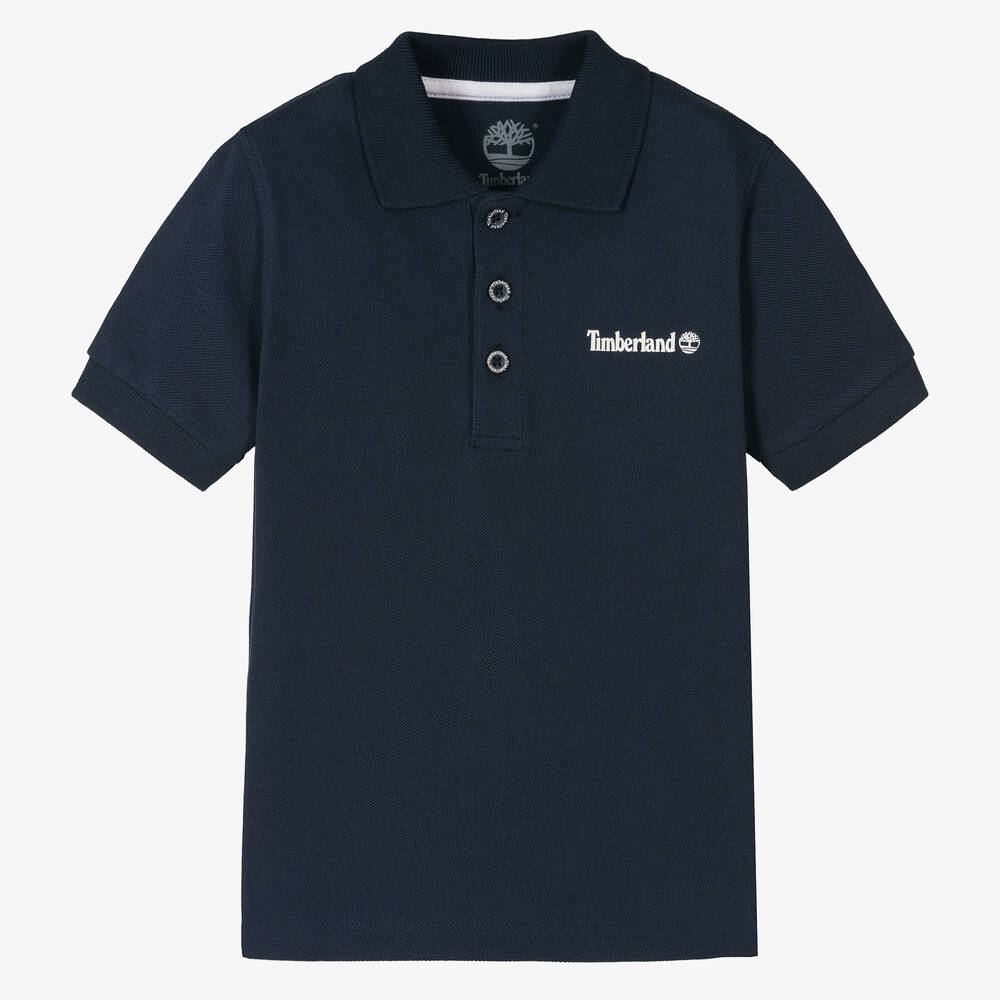 Timberland Boys Navy Blue Organic Cotton Polo Shirt