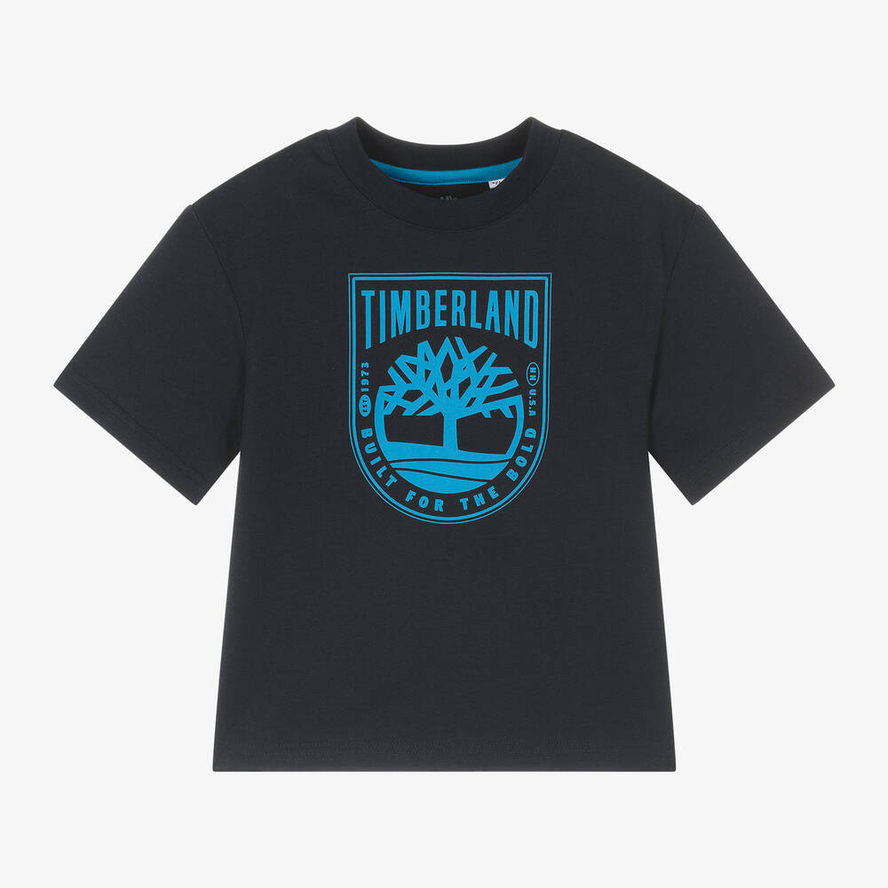 Timberland - تيشيرت قطن عضوي لون كحلي للأولاد | Childrensalon