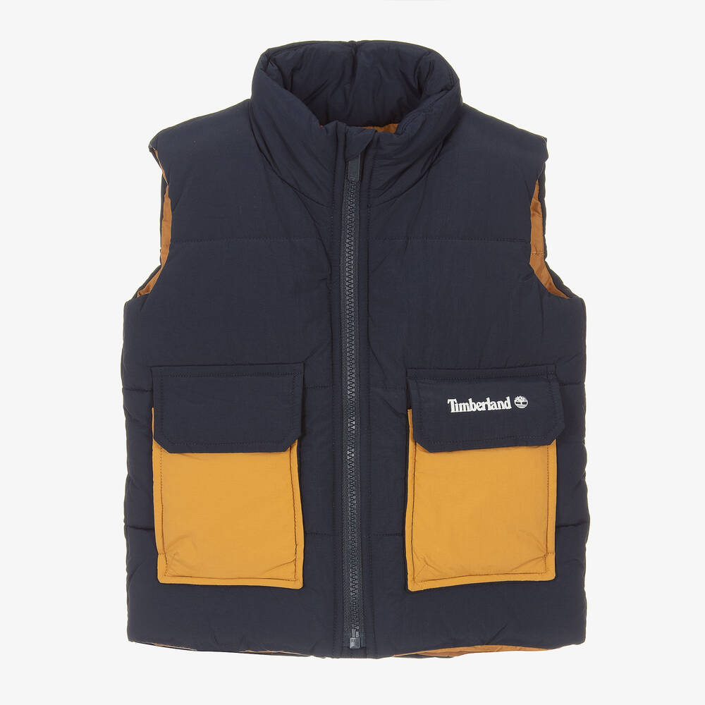 Timberland - Boys Navy Blue Puffer Gilet | Childrensalon