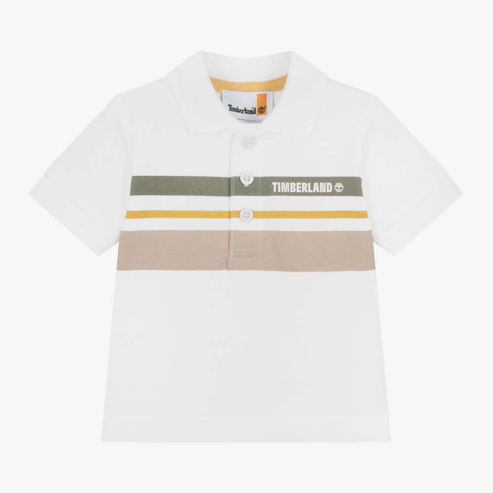 Timberland - Boys White Organic Cotton Polo Shirt | Childrensalon