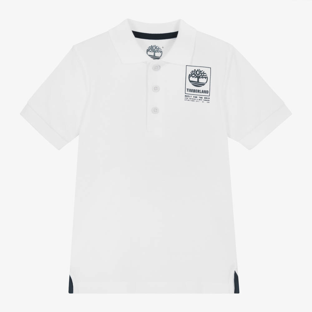 Timberland Kids' Boys White Organic Cotton Polo Shirt