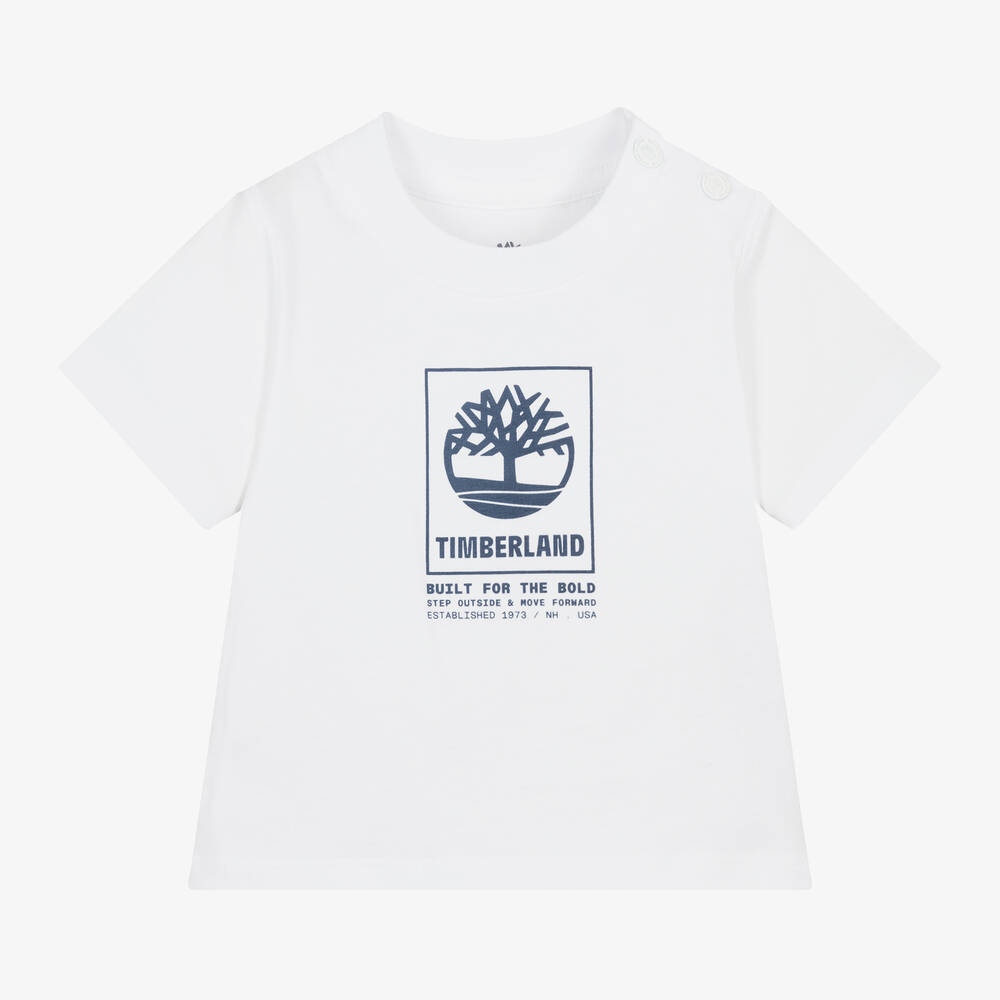 Timberland - Boys White Organic Cotton T-Shirt | Childrensalon