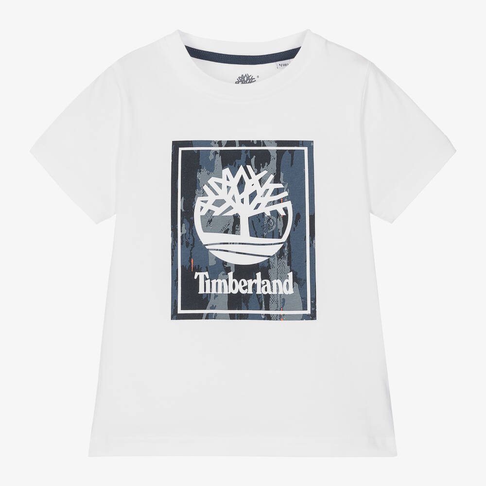 Timberland -  Boys White Organic Cotton T-Shirt | Childrensalon