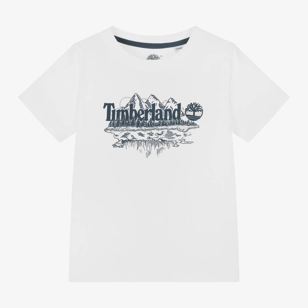 Timberland - Boys White Organic Cotton T-Shirt | Childrensalon