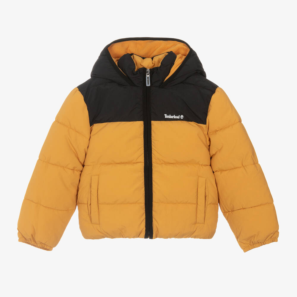 Timberland - Boys Yellow Hooded Puffer Jacket | Childrensalon