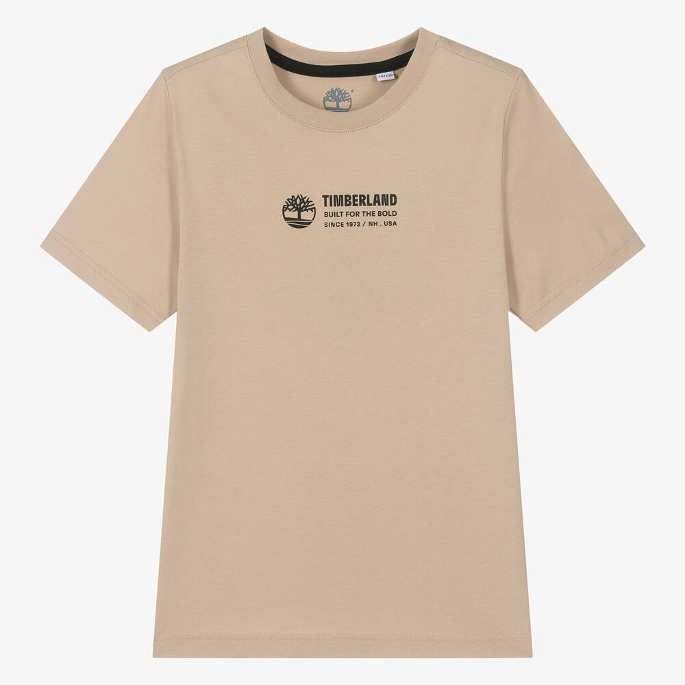Timberland - Teen Boys Beige Cotton T-Shirt | Childrensalon