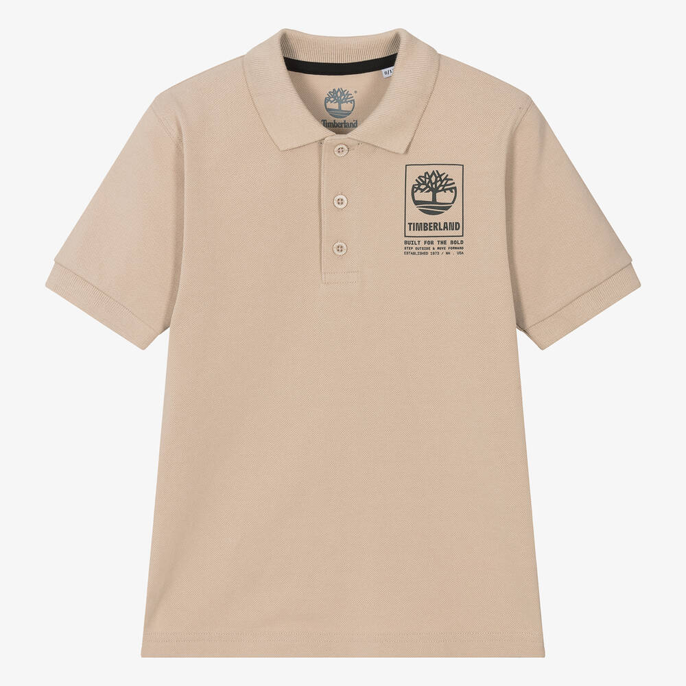 Timberland - Teen Boys Beige Organic Cotton Polo Shirt | Childrensalon