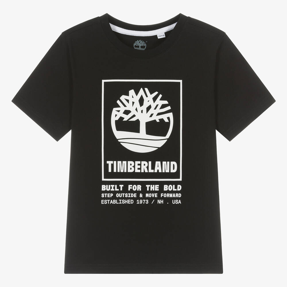 Timberland - Teen Boys Black Organic Cotton T-Shirt | Childrensalon