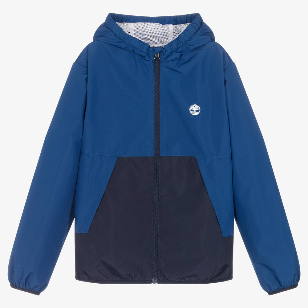Timberland Teen Boys Blue Hooded Windbreaker Jacket