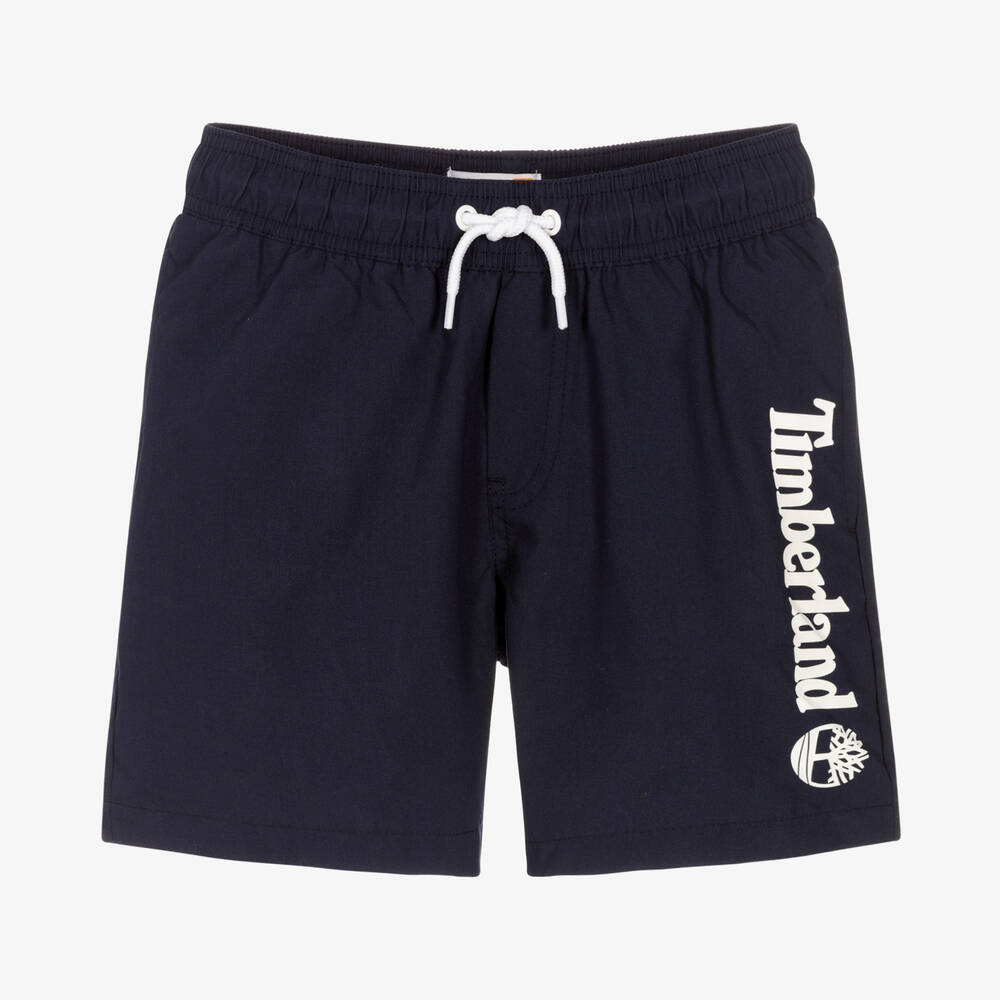 Timberland - Teen Boys Blue Logo Swim Shorts | Childrensalon