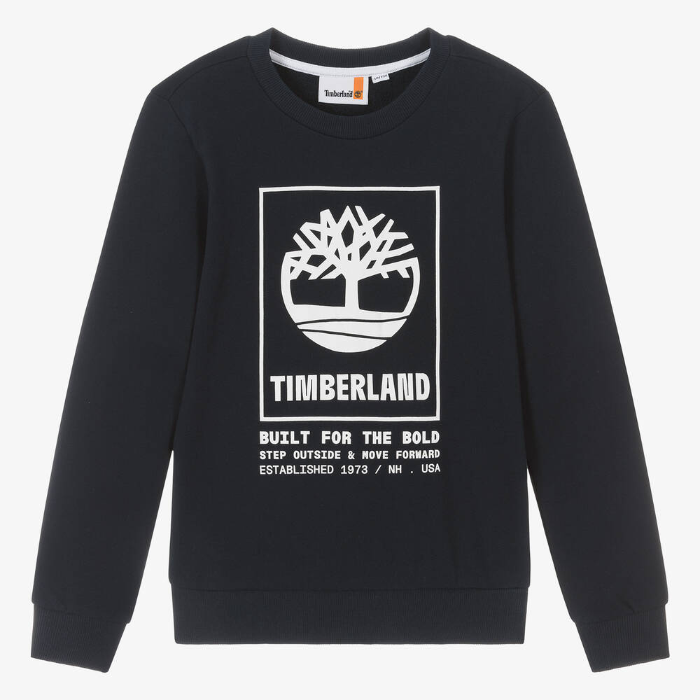 Timberland - سويتشيرت قطن عضوي جيرسي لون كحلي للمراهقين | Childrensalon