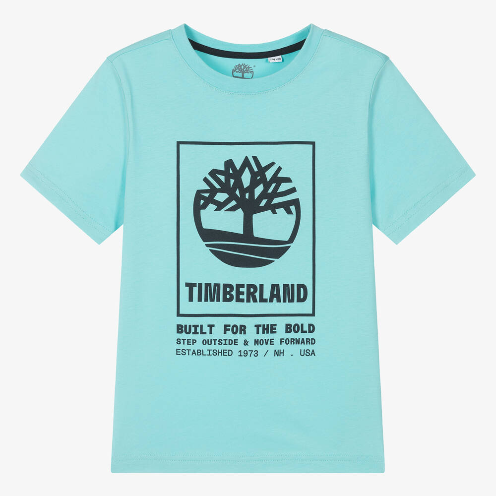 Timberland - تيشيرت قطن عضوي لون أزرق فاقع للمراهقين | Childrensalon