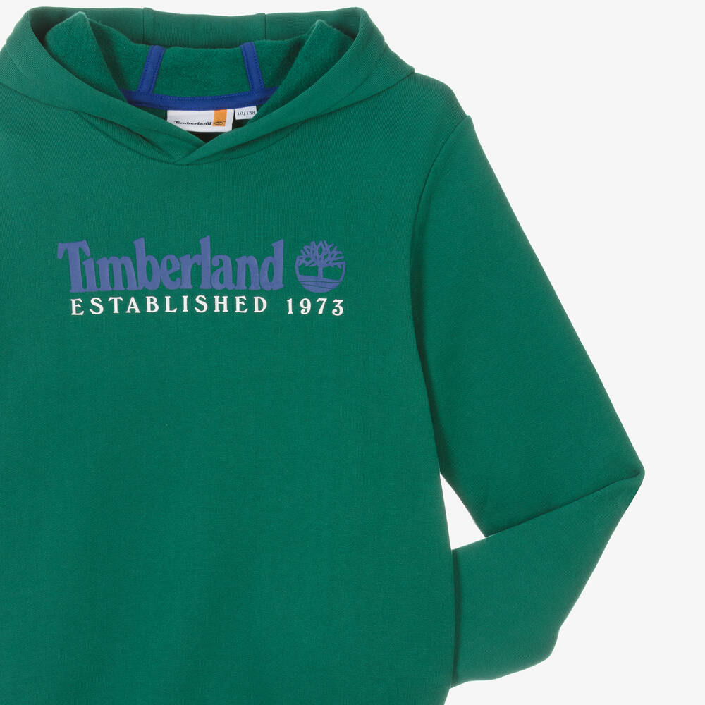 Timberland - Teen Boys Green Cotton Hoodie | Childrensalon