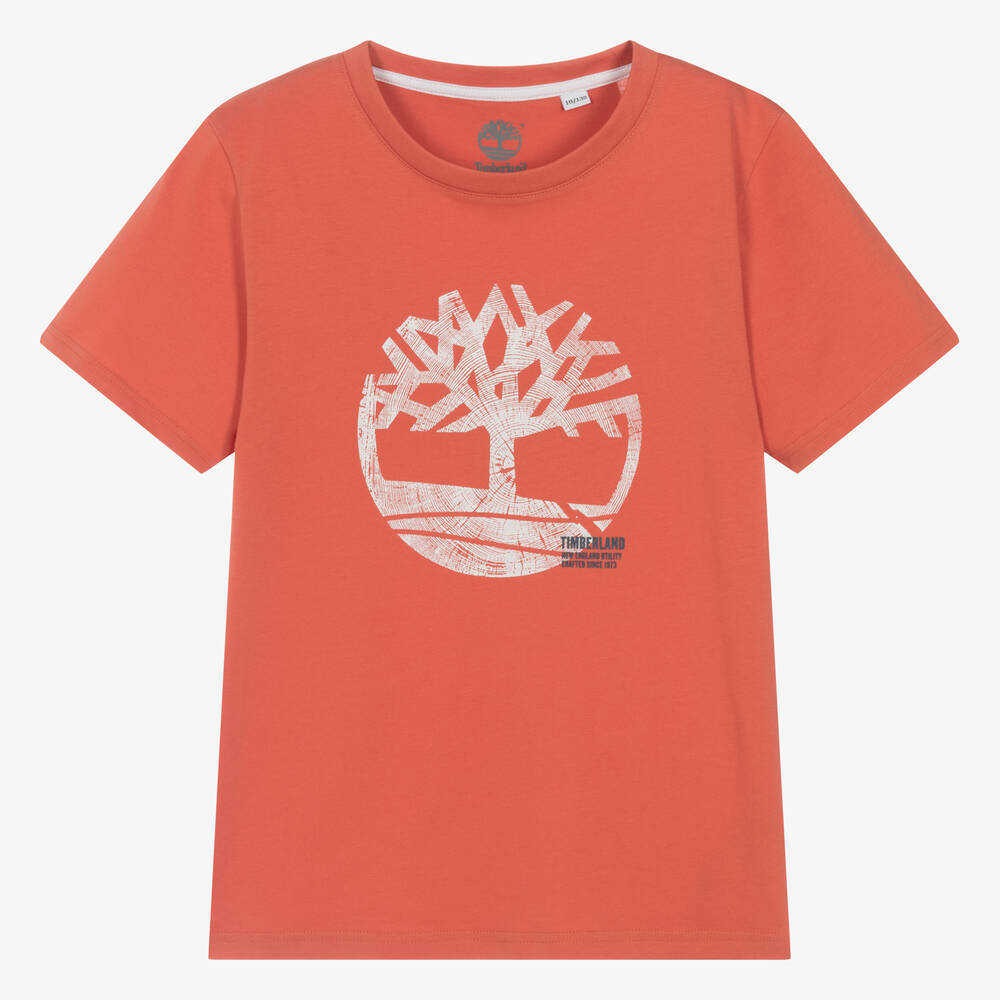 Timberland - Teen Boys Orange Organic Cotton T-Shirt | Childrensalon