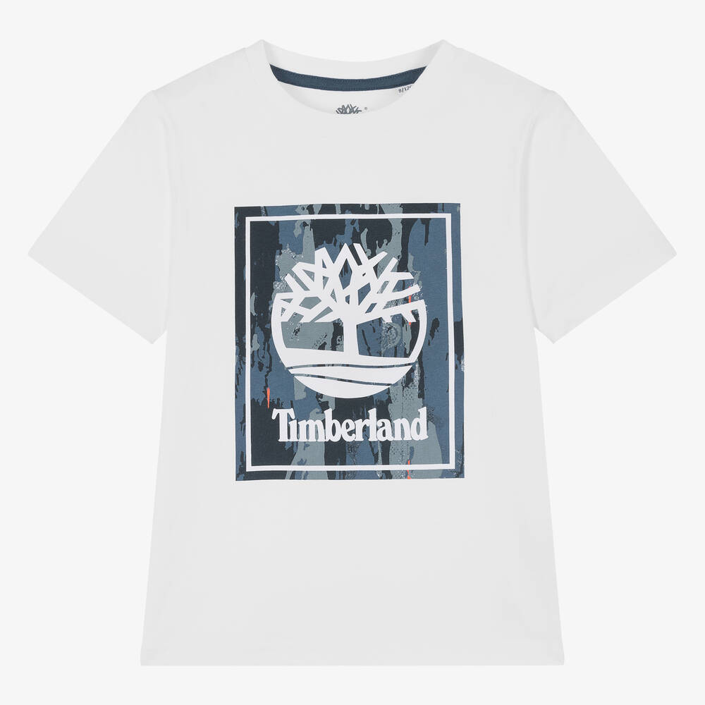 Timberland - تيشيرت قطن عضوي لون أبيض للمراهقين | Childrensalon
