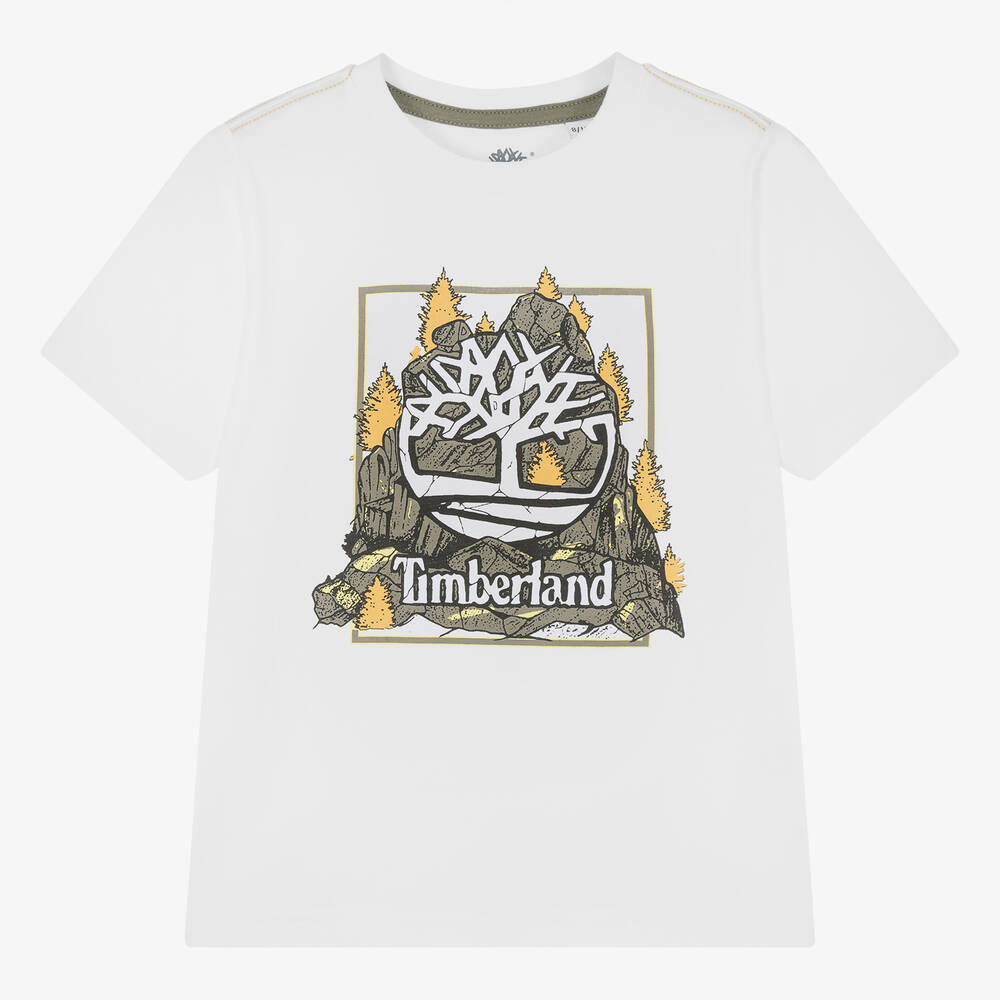 Timberland - Teen Boys White Organic Cotton T-Shirt | Childrensalon