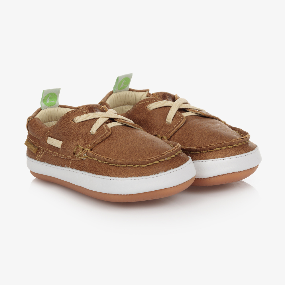 Tip Toey Joey - Baby Boys Brown Boat Shoes | Childrensalon