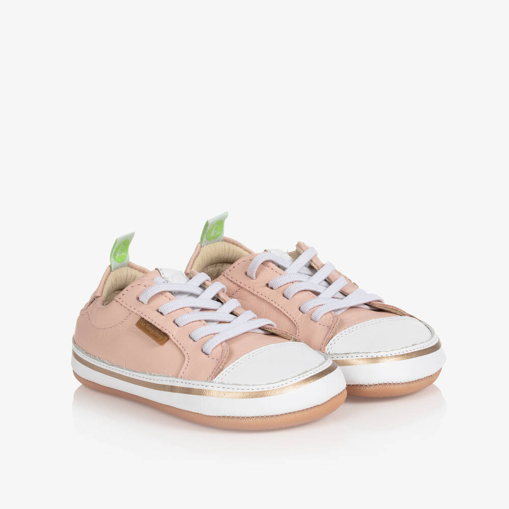Tip Toey Joey - Baby Girls Pink Leather Trainers | Childrensalon