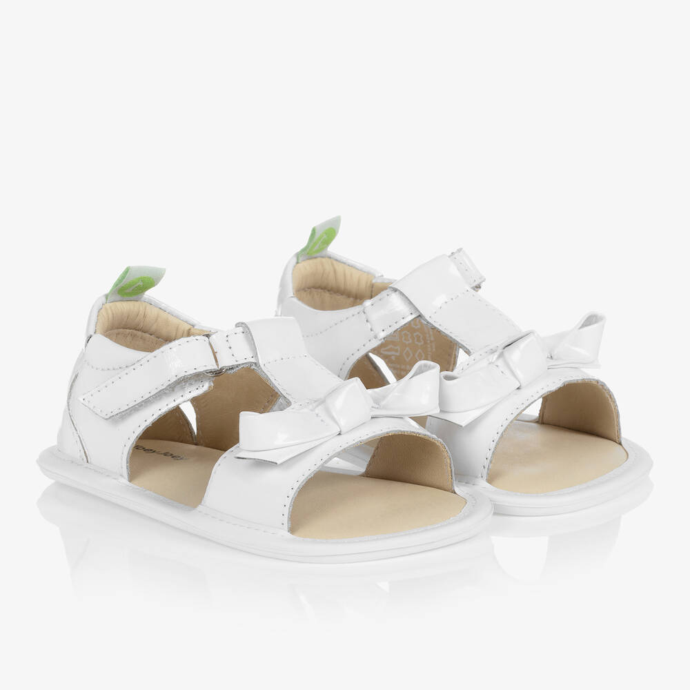 Tip Toey Joey - Baby Girls White Leather Sandals | Childrensalon