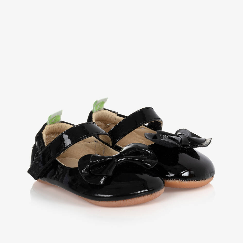 Tip Toey Joey - حذاء جلد لامع لون أسود للمولودات | Childrensalon