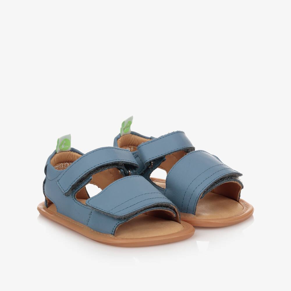 Tip Toey Joey - Blue Leather Baby Sandals | Childrensalon