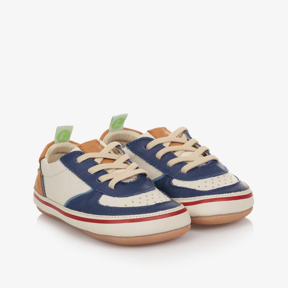 Tip Toey Joey - Blue Leather Baby Trainers | Childrensalon