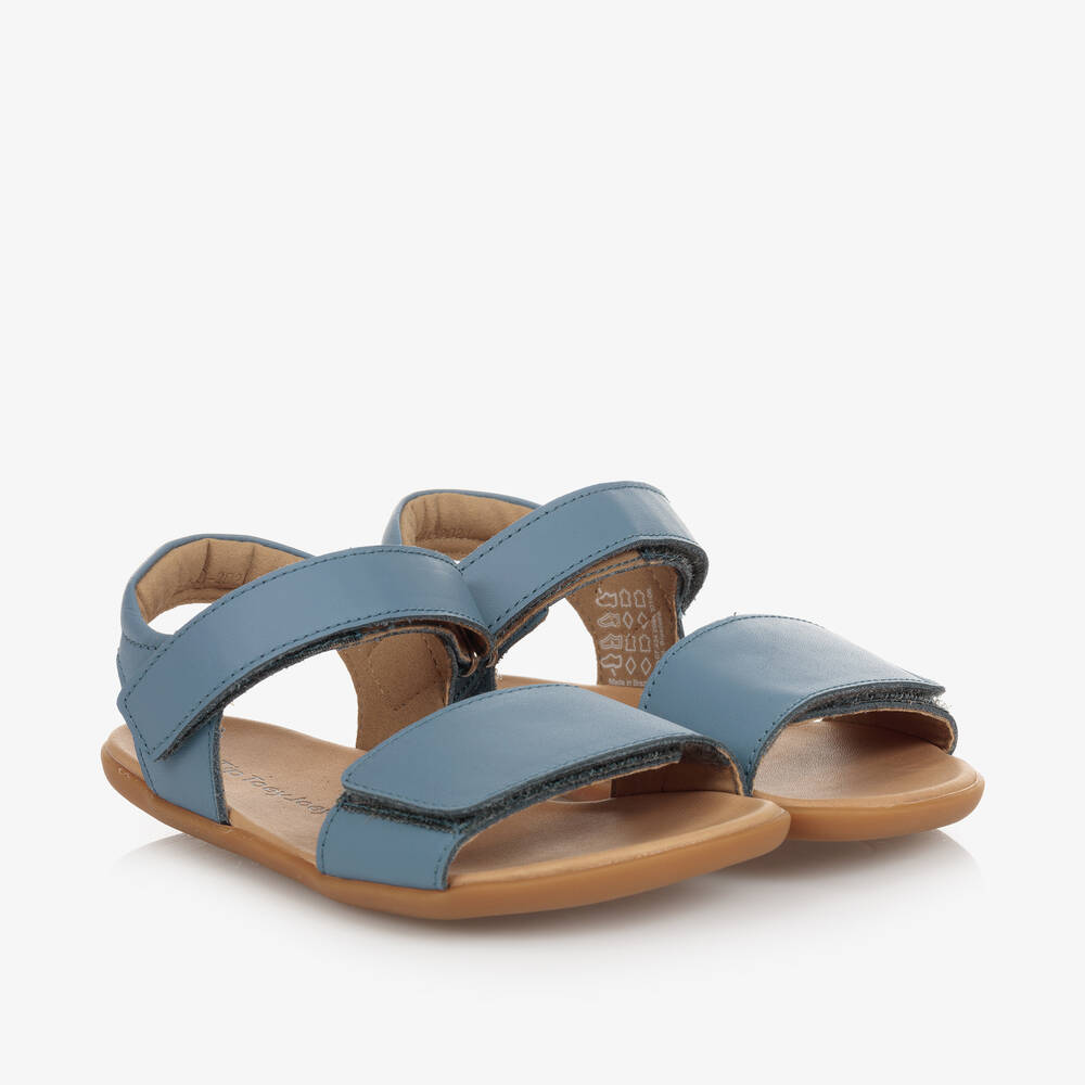 Tip Toey Joey - Blue Leather Sandals | Childrensalon