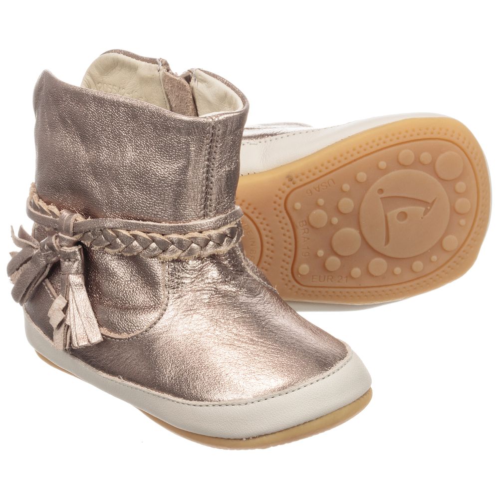 Tip Toey Joey - Gold Leather Baby Boots 
