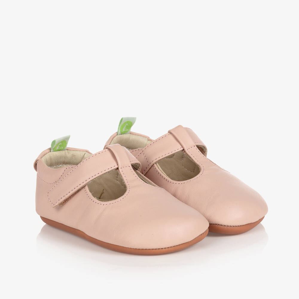 Tip Toey Joey - حذاء جلد لون زهري للمولودات | Childrensalon