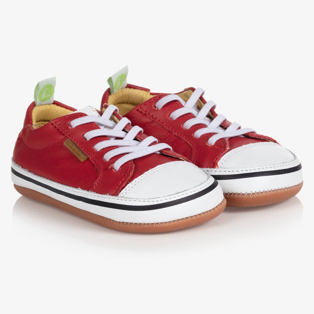 Tip Toey Joey - Red Leather Baby Trainers | Childrensalon