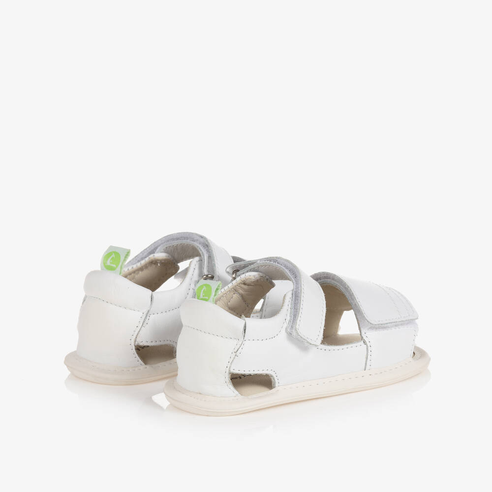 Tip Toey Joey - White Leather Baby Sandals | Childrensalon