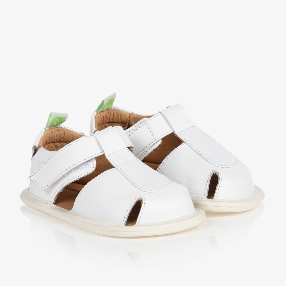 Tip Toey Joey - White Leather Baby Sandals | Childrensalon