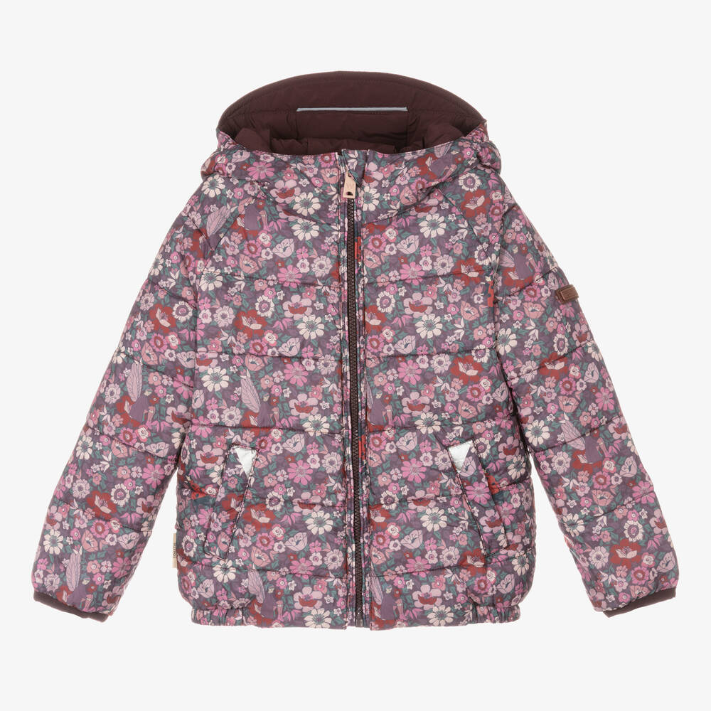 Töastie - Purple Floral Reversible Puffer Jacket | Childrensalon