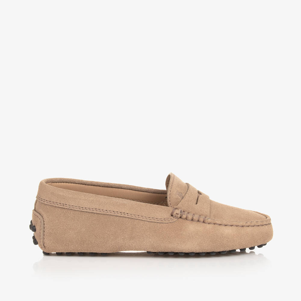 Tod's Beige Suede Leather Gommino Moccasins