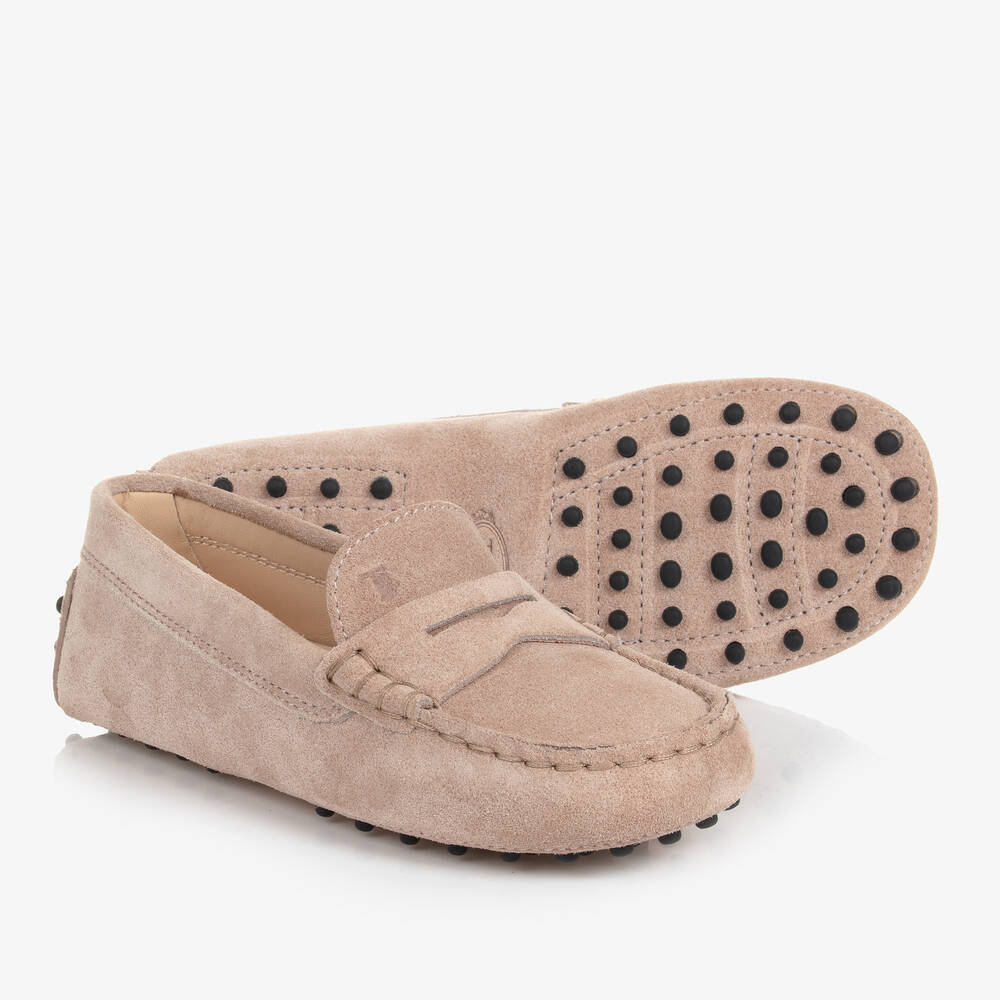 Tod's - Beige Suede Leather Gommino Moccasins | Childrensalon